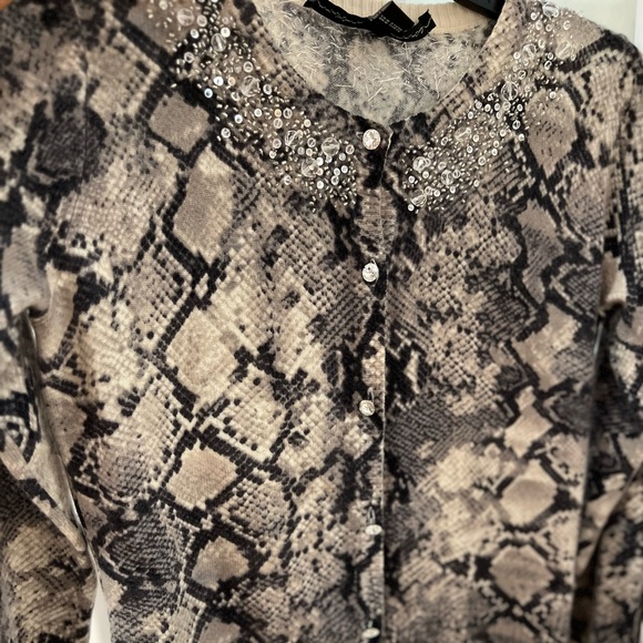 ROBERT RODRIGUEZ Grey Ivory/ Ivory Cashmere Bead / Python Sweater Cardigan - Picture 12 of 12